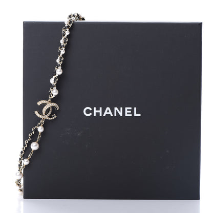 Chanel Lambskin Pearl CC Chain Multi Strand Necklace Black Gold 5 of 5