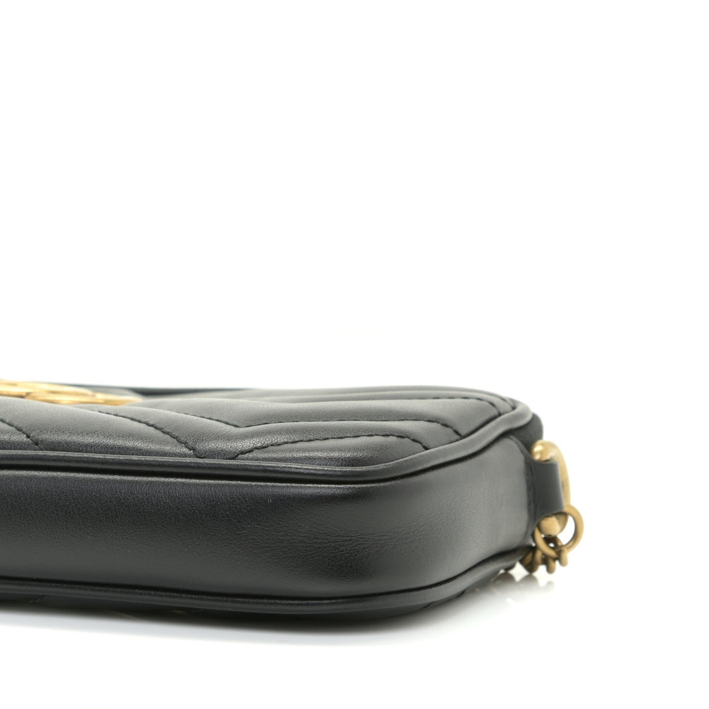 Calfskin Matelasse Mini GG Marmont Chain Crossbody Bag Black