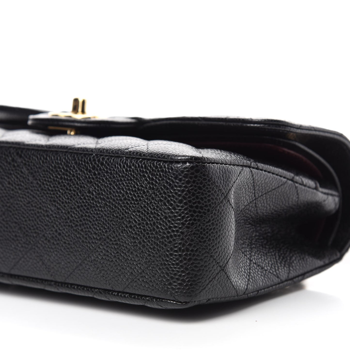 Caviar Quilted Small Double Flap Black