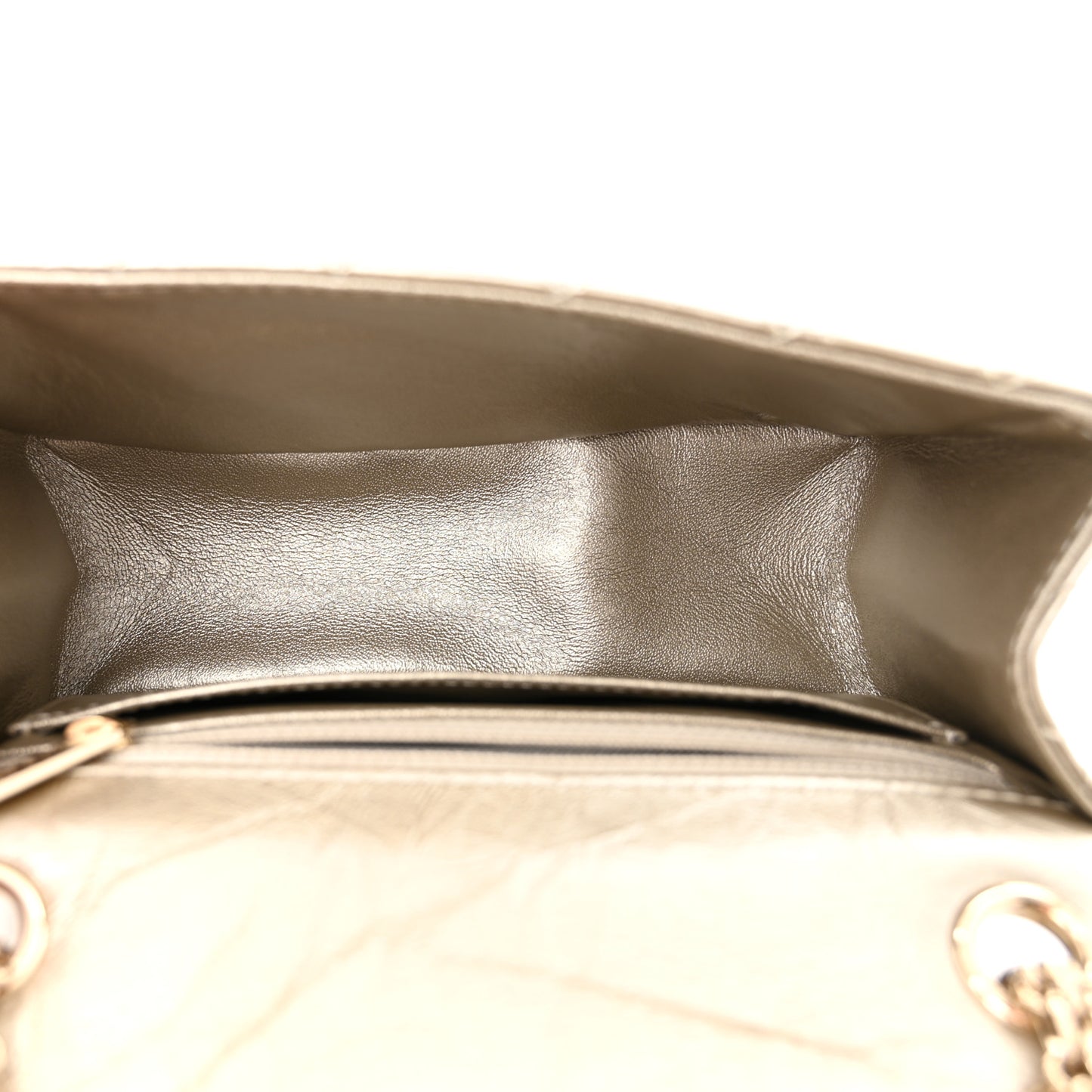 Metallic Aged Calfskin Quilted 2.55 Reissue Mini Flap Light Gold