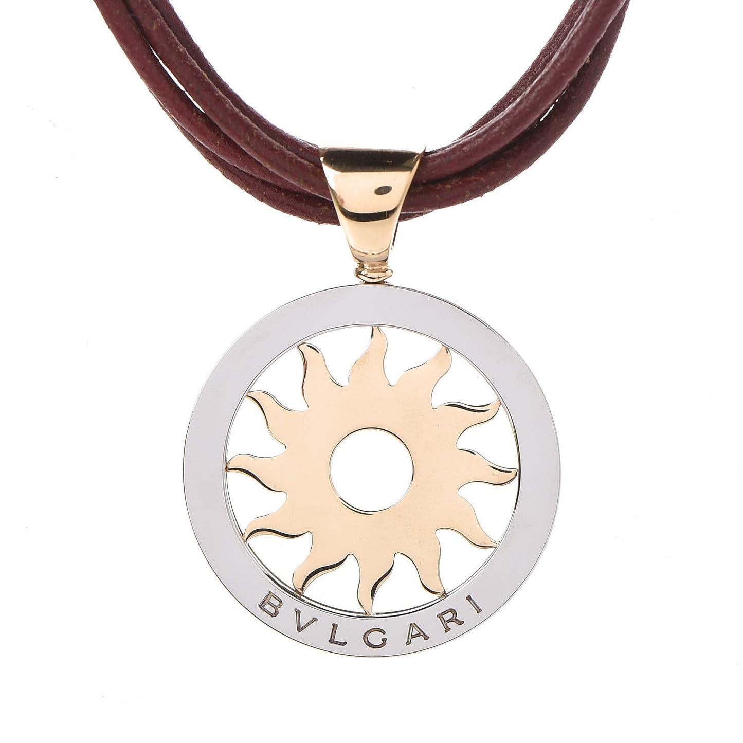18K Yellow Gold Stainless Steel Tondo Sun Pendant Necklace
