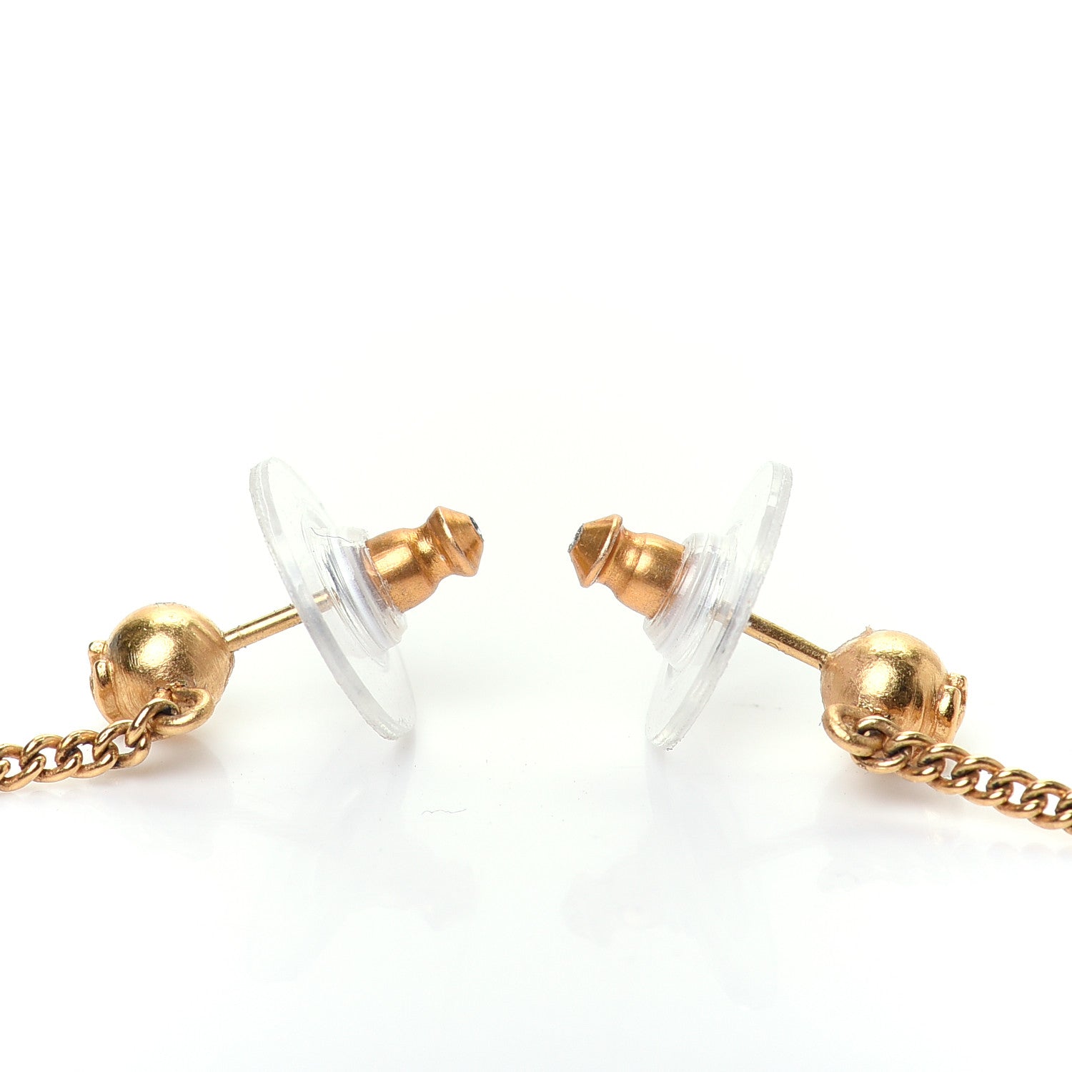 Chanel CC Drop Earrings Matte Gold 3 of 5