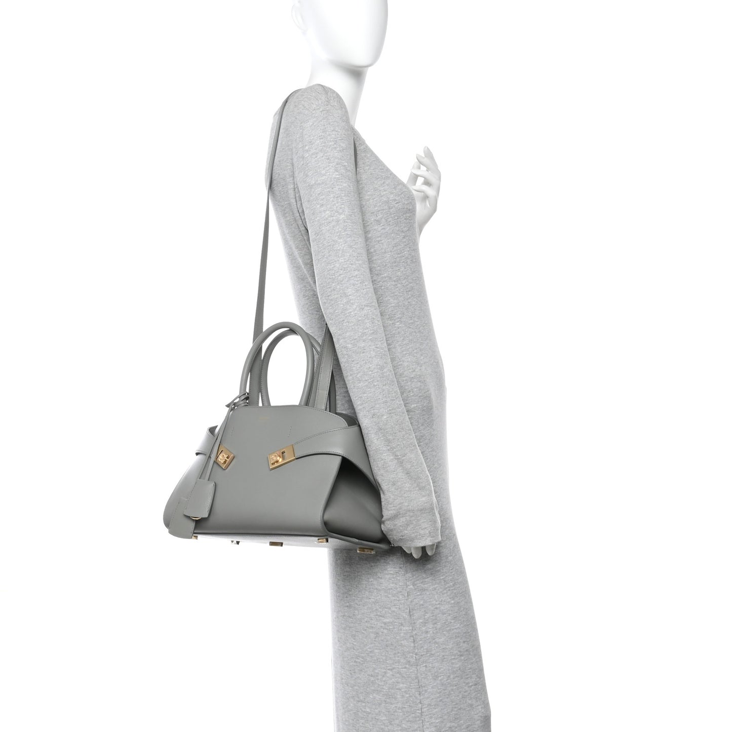 Calfskin Small Hug Bag Ash Grey