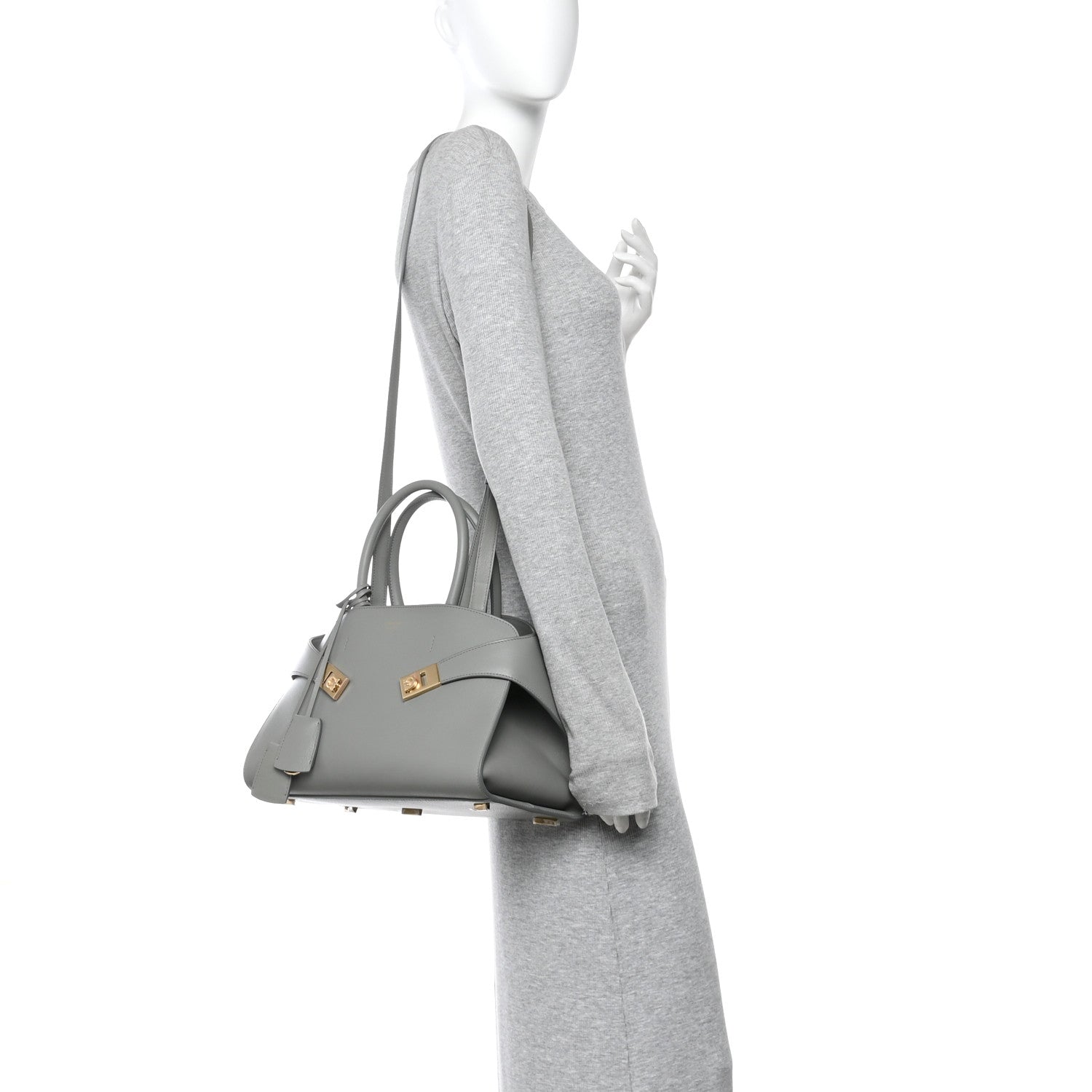 Salvatore Ferragamo Calfskin Small Hug Bag Ash Grey 2 of 8