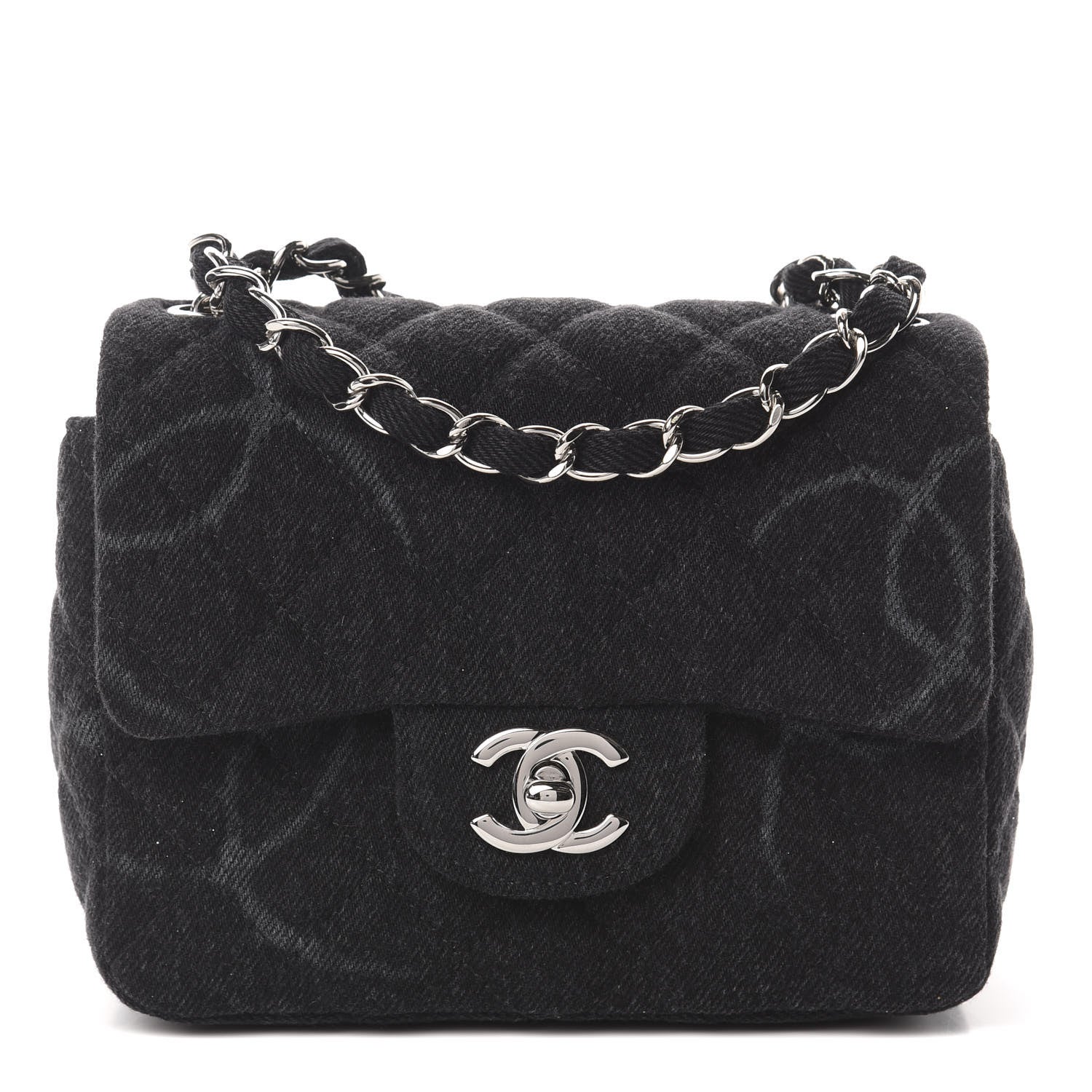 Chanel Denim CC Quilted Mini Square Flap Black 1 of 11