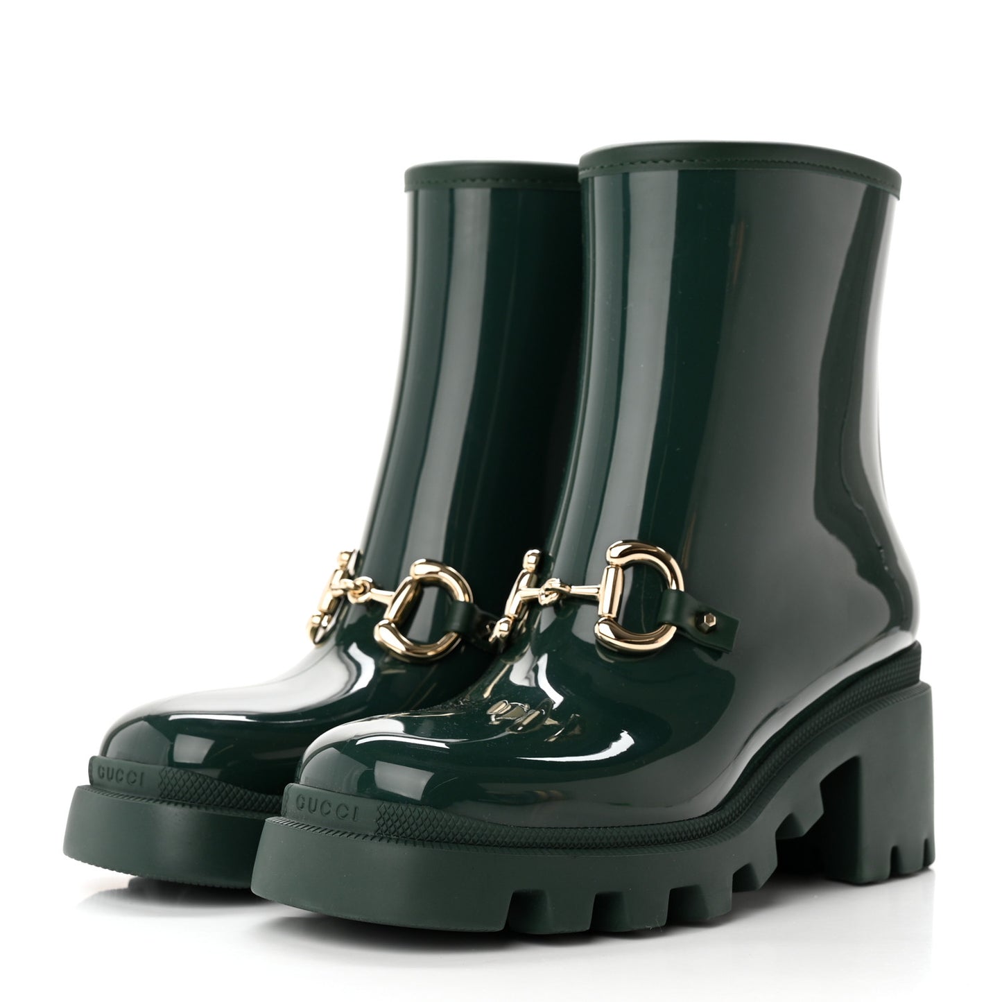 Rubber Womens Horsebit Ankle Boots 36 Vintage Green