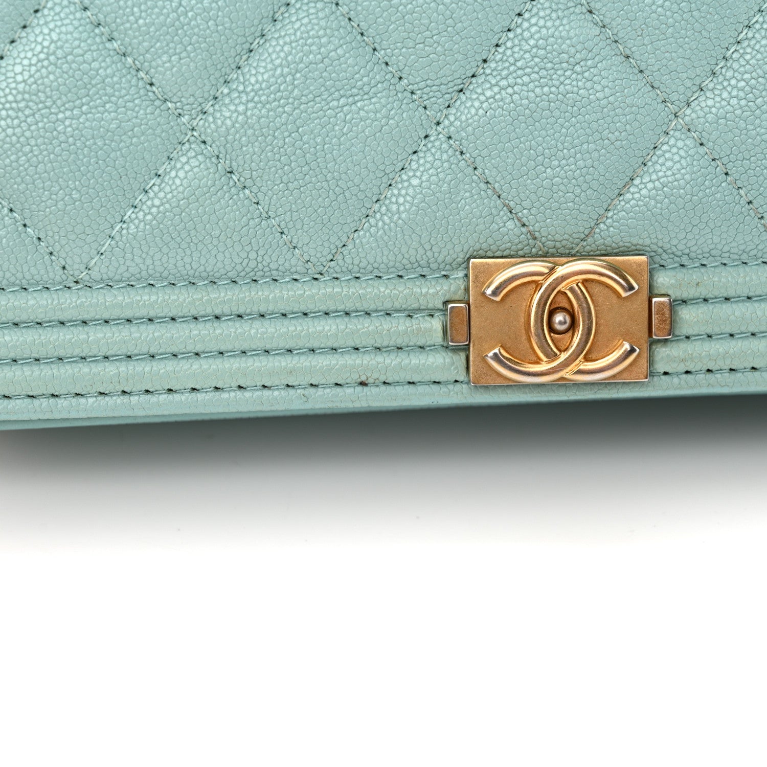 Chanel Caviar Quilted Boy Wallet On Chain WOC Light Blue 14 of 15