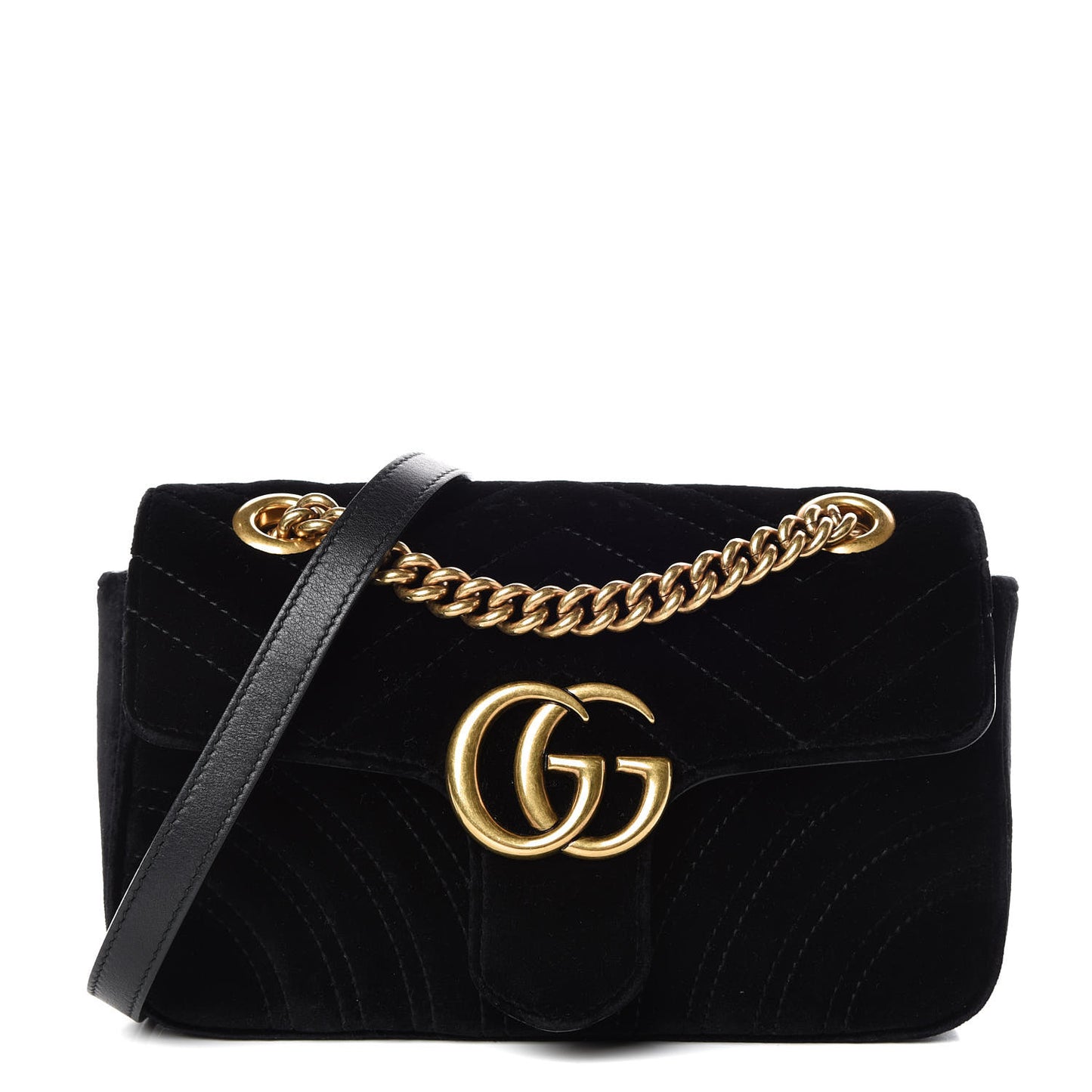 Velvet Matelasse Mini GG Marmont Shoulder Bag Black