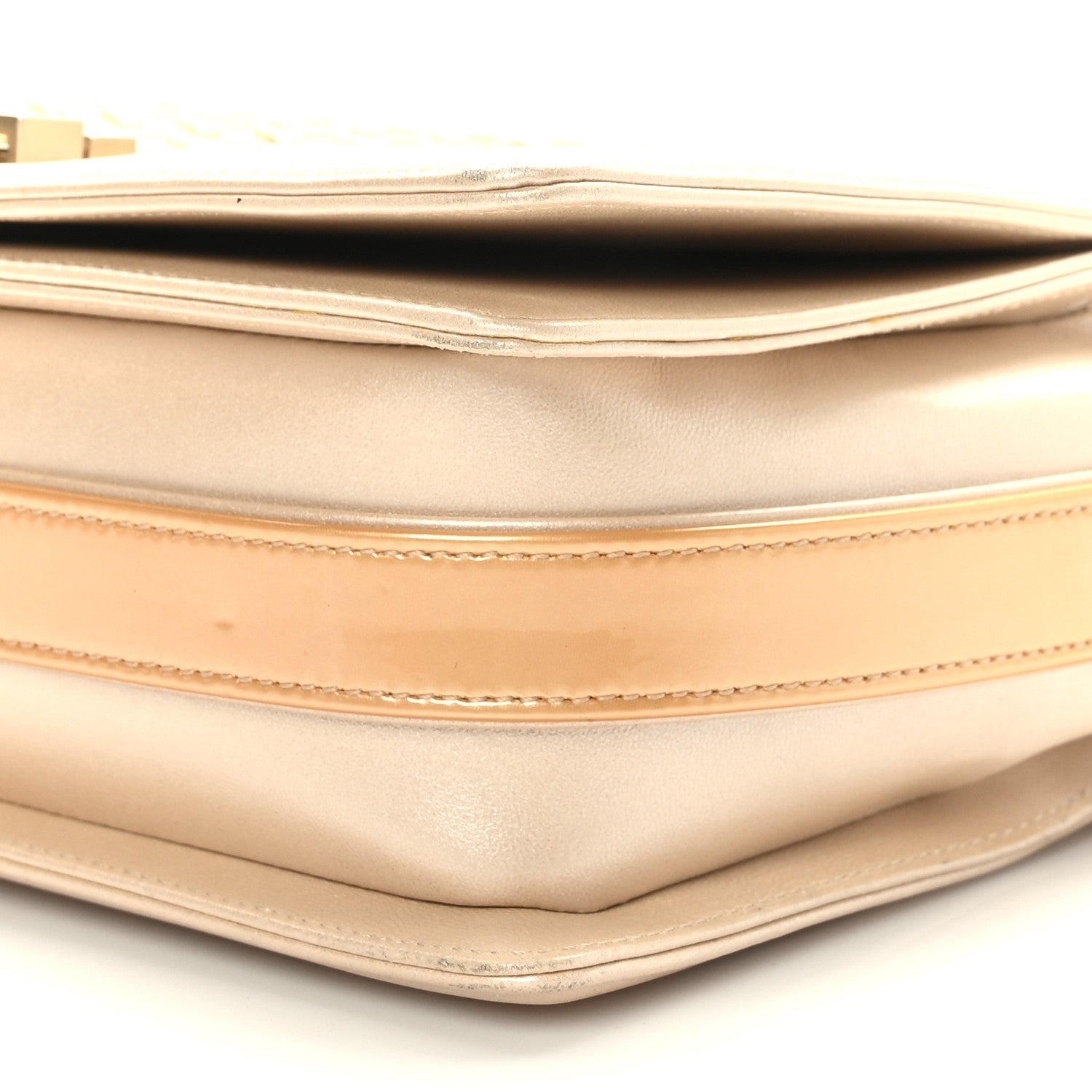 Chanel Metallic Calfskin Braided Medium Boy Flap Beige Multicolor 9 of 10