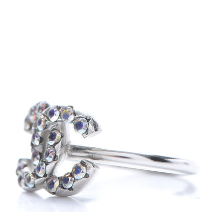 Chanel Crystal CC Ring 54 Iridescent Silver 3 of 7