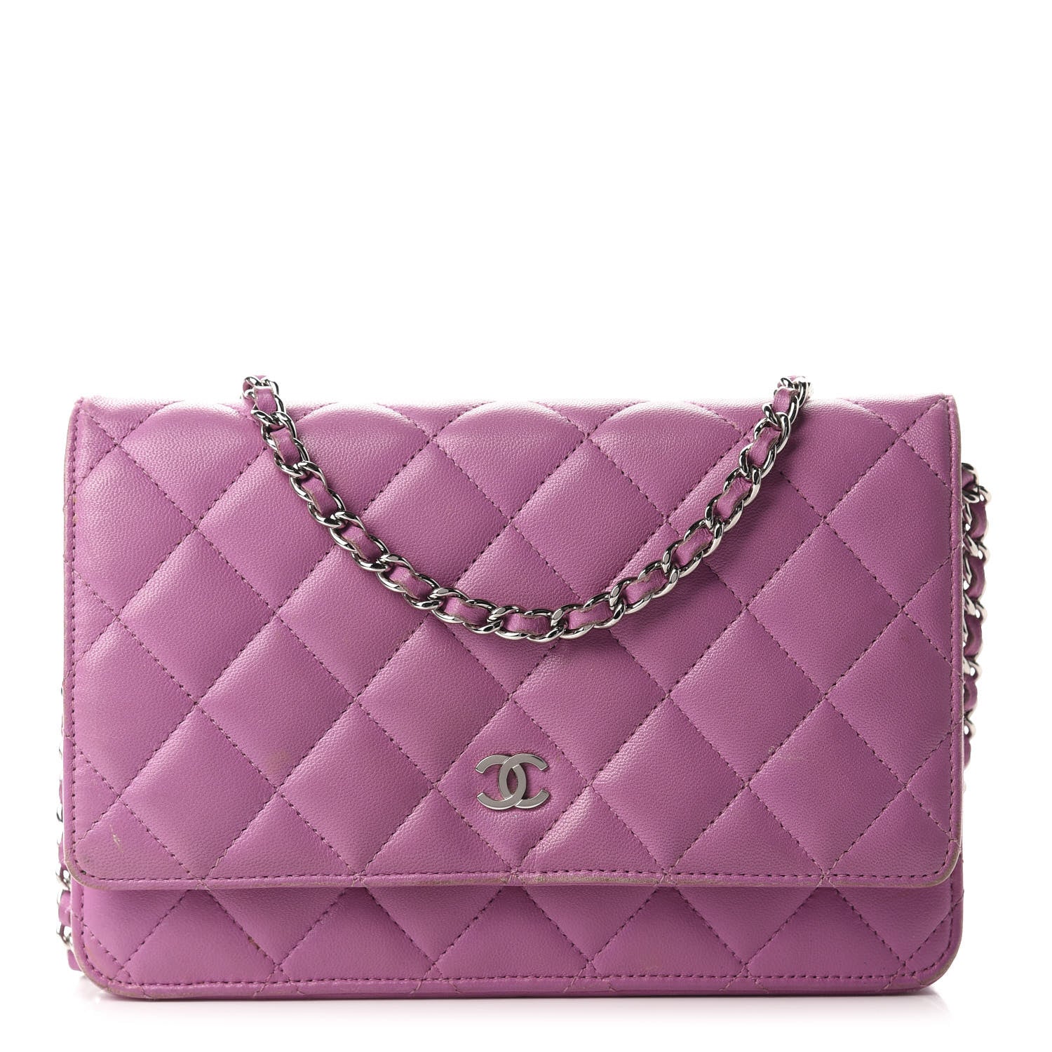Chanel Lambskin Quilted Wallet On Chain WOC Purple 1 of 16
