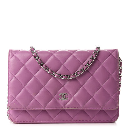 Chanel Lambskin Quilted Wallet On Chain WOC Purple 1 of 16