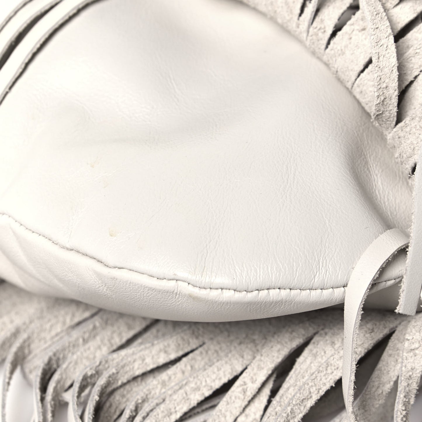 Calfskin Small Emmanuelle Fringe Hobo Bag White