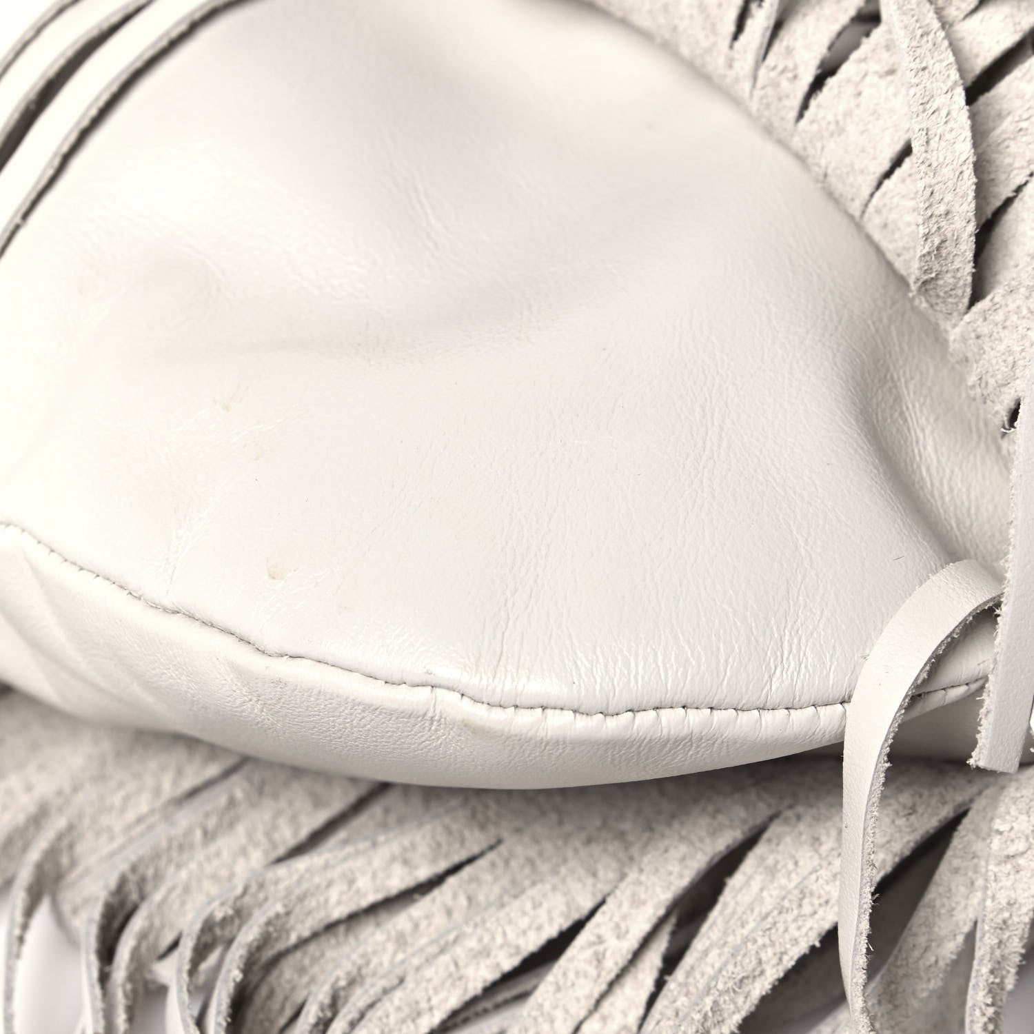 Saint Laurent Calfskin Small Emmanuelle Fringe Hobo Bag White 10 of 12