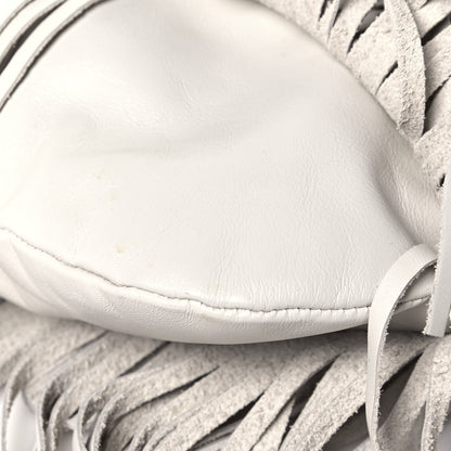 Saint Laurent Calfskin Small Emmanuelle Fringe Hobo Bag White 10 of 12