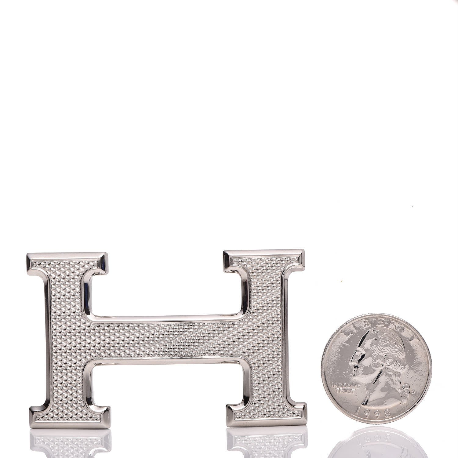 Hermes Palladium Guilloche 32mm H Belt Buckle 2 of 5