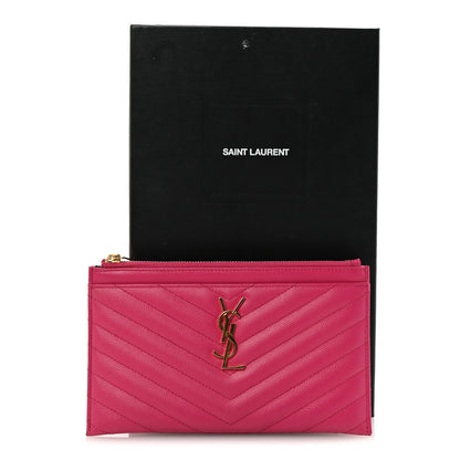 Saint Laurent Grain De Poudre Chevron Monogram Bill Pouch Fresh Fuxia 7 of 7