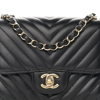 Chanel Lambskin Chevron Quilted Mini Square Flap Black 8 of 15