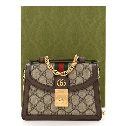 Gucci GG Supreme Monogram Textured Dollar Calfskin Web Mini Ophidia Padlock Top Handle Chain Shoulder Bag Beige Ebony New Acero 10 of 10