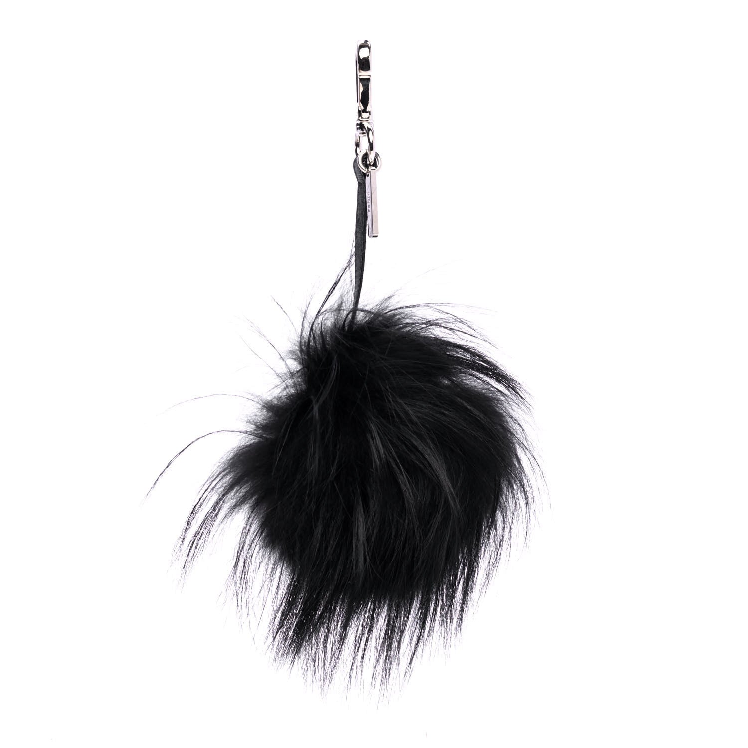 Fendi Vitello Elite Fox Fur Fusto Monster Bag Bug Charm Black Yellow 2 of 4