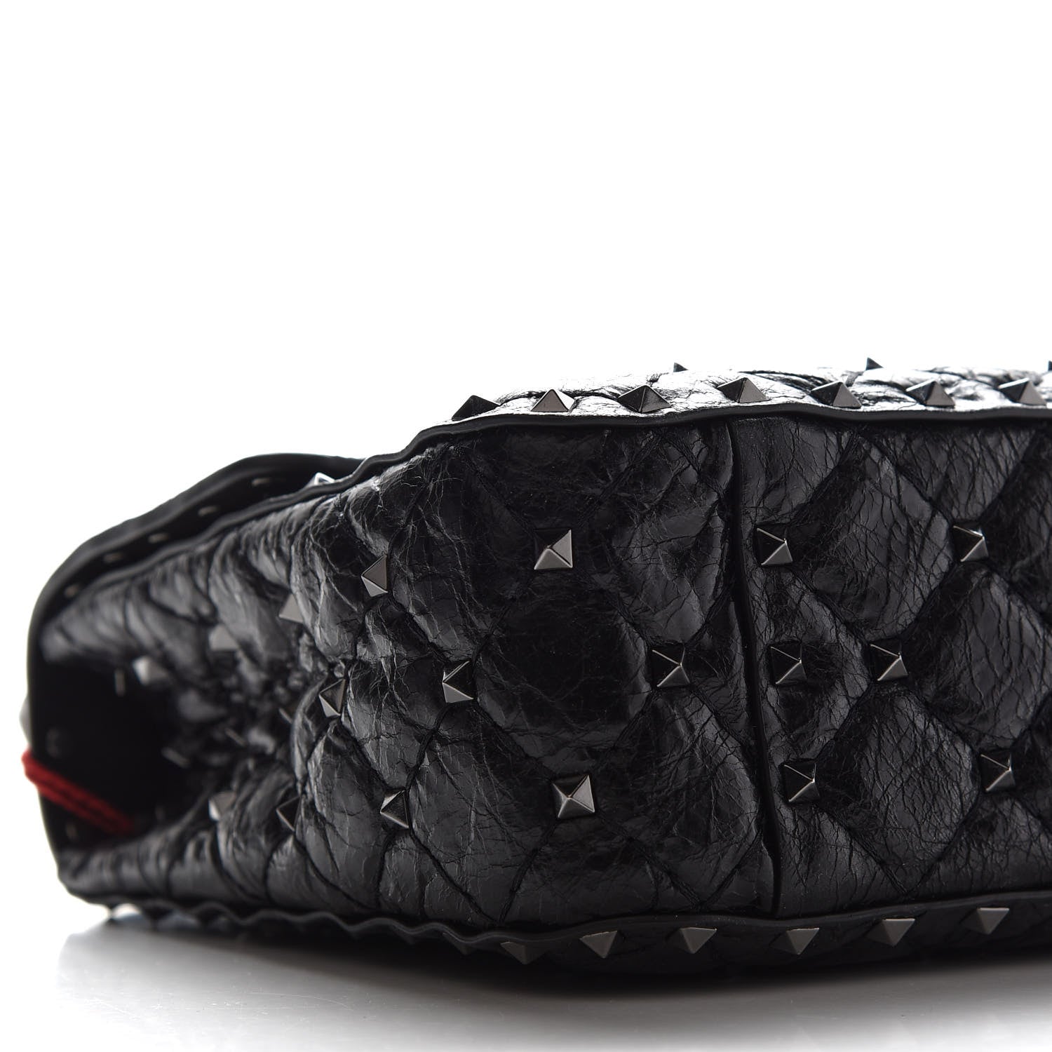 Valentino Garavani Craquele Nappa Medium Rockstud Spike Shoulder Bag Black 8 of 9