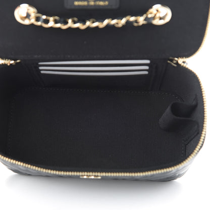 Chanel Lambskin Camellia Embossed Small Vanity Case With Chain Black 5 of 11