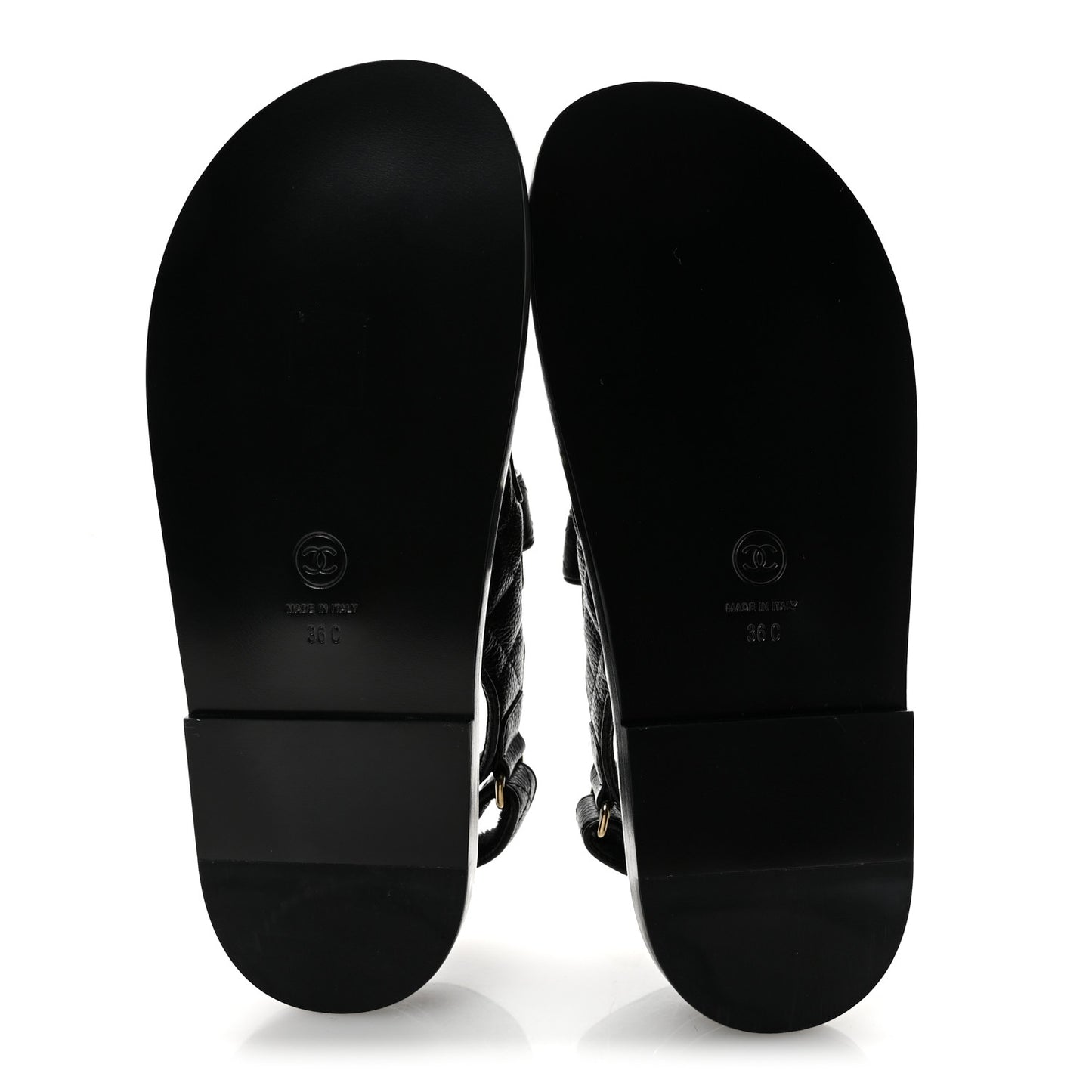 Grained Calfskin Velcro Dad Sandals 36 Black