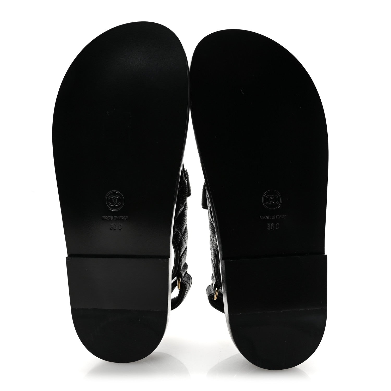 Chanel Grained Calfskin Velcro Dad Sandals 36 Black 6 of 11