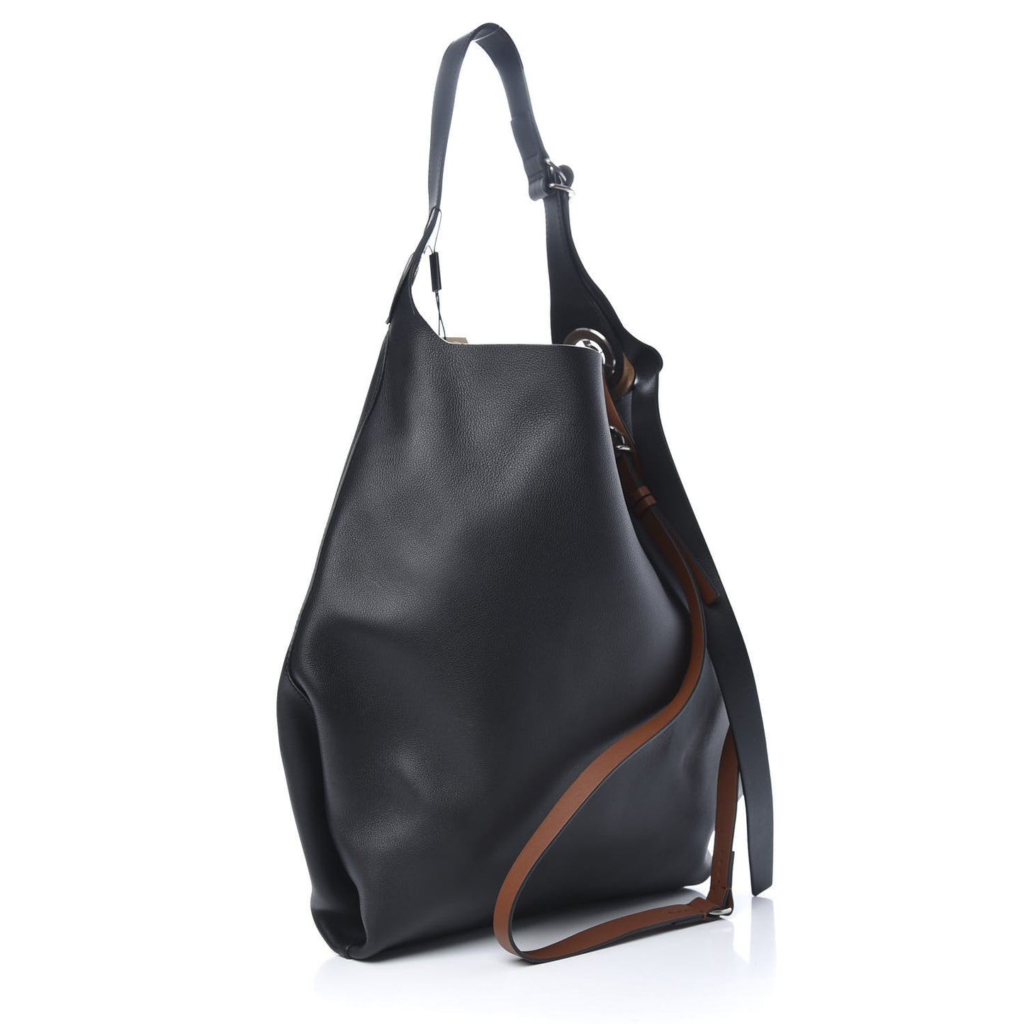 Smooth Calfskin Medium Grommet Hobo Black