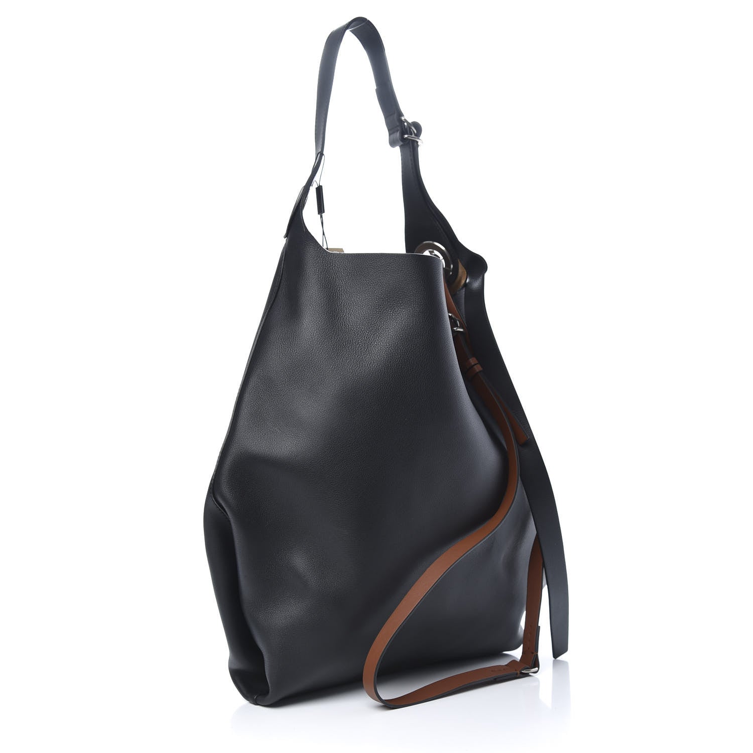 Burberry Smooth Calfskin Medium Grommet Hobo Black 4 of 12