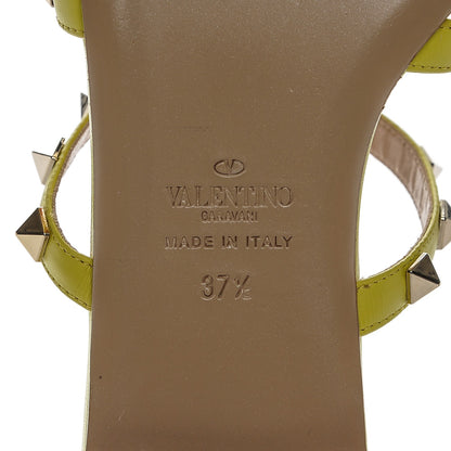 Valentino Garavani Nappa Rockstud Caged Flat Slide Sandals 37.5 Acid Yellow 7 of 8