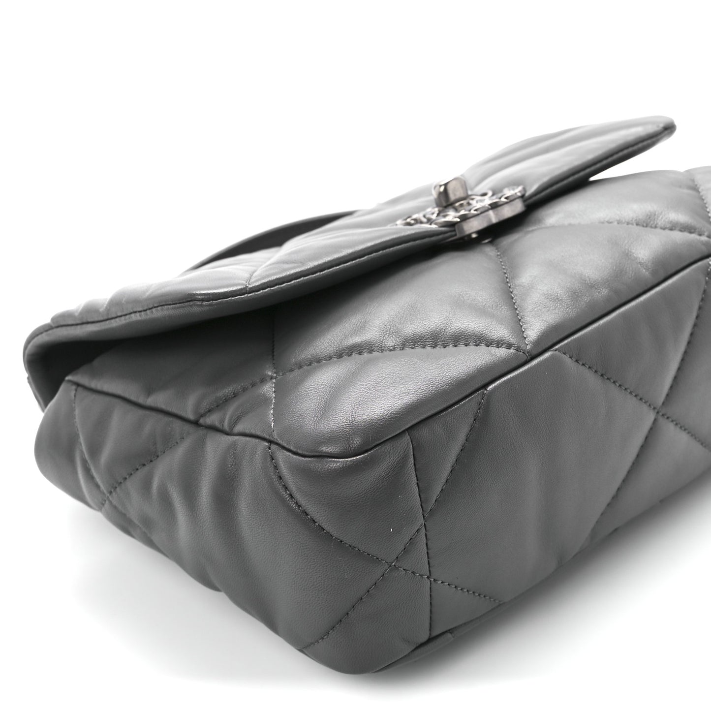 Lambskin Quilted Medium Chanel 19 Flap Dark Grey