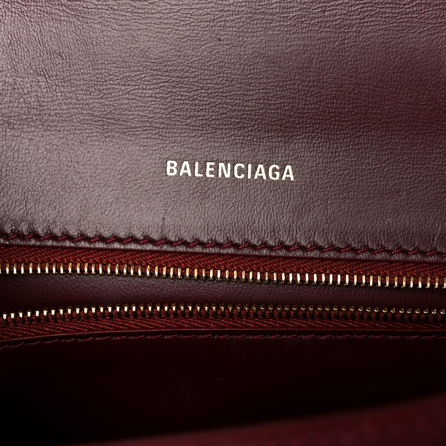 Balenciaga Shiny Calfskin Crocodile Embossed Small Hourglass Top Handle Bag Dark Red 6 of 10