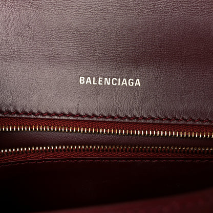 Balenciaga Shiny Calfskin Crocodile Embossed Small Hourglass Top Handle Bag Dark Red 6 of 10