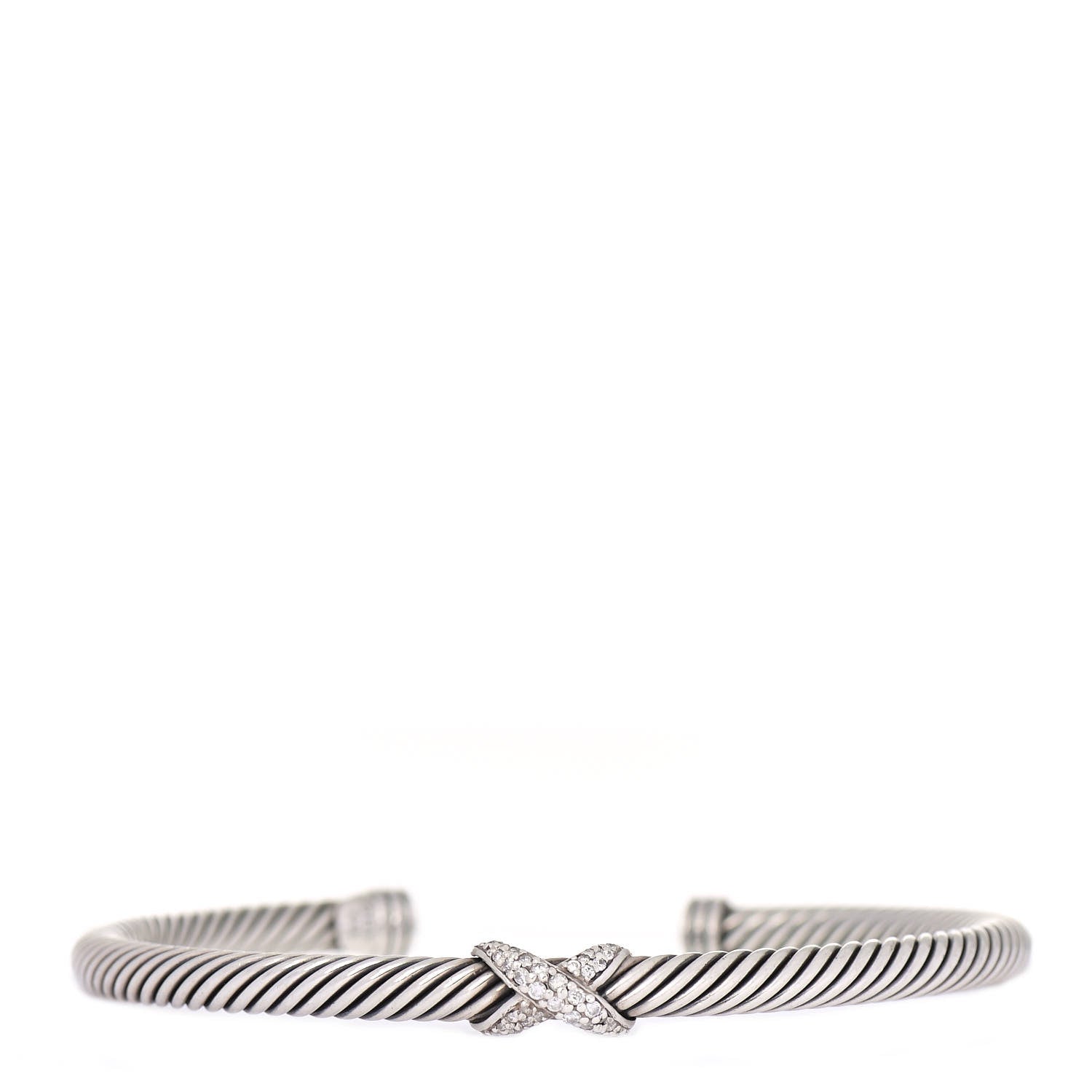 David Yurman Sterling Silver Diamond 4mm X Cable Bracelet 1 of 6