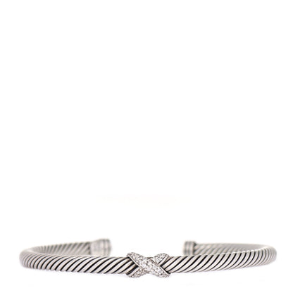 David Yurman Sterling Silver Diamond 4mm X Cable Bracelet 1 of 6