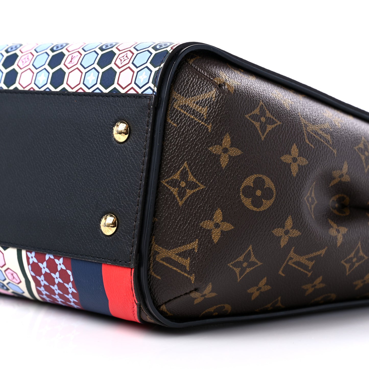 Calfskin Monogram Kimono Tote MM Rouge Navy