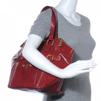 Saint Laurent Patent Small Downtown Dark Red 2 of 7