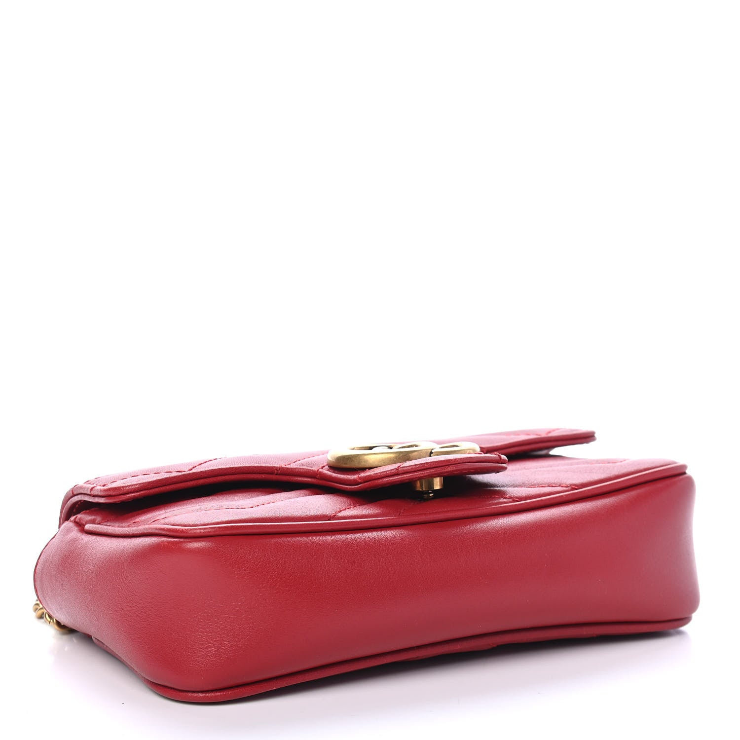 Gucci Calfskin Matelasse Super Mini GG Marmont Shoulder Bag Hibiscus Red 4 of 10