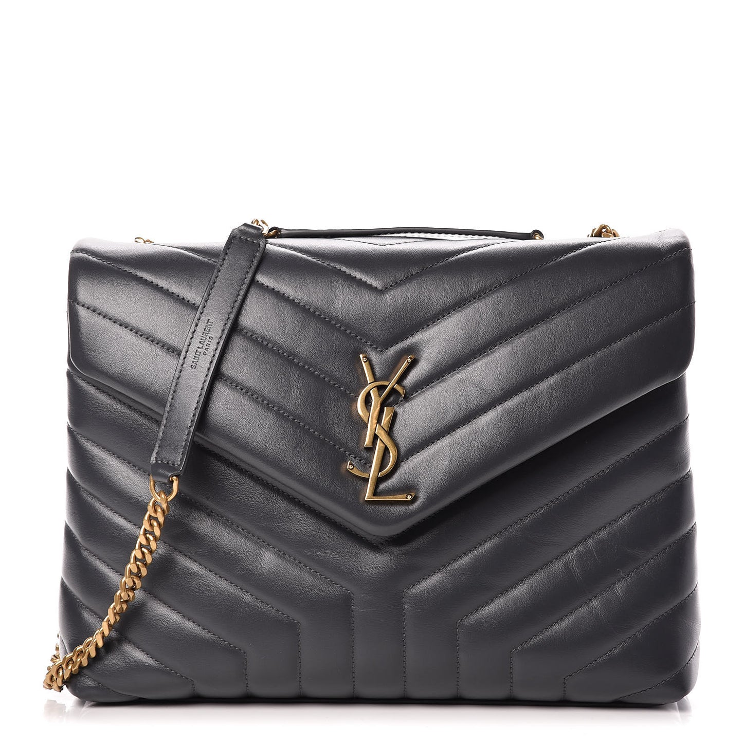 Calfskin Y Quilted Monogram Medium Loulou Chain Satchel Asphalt