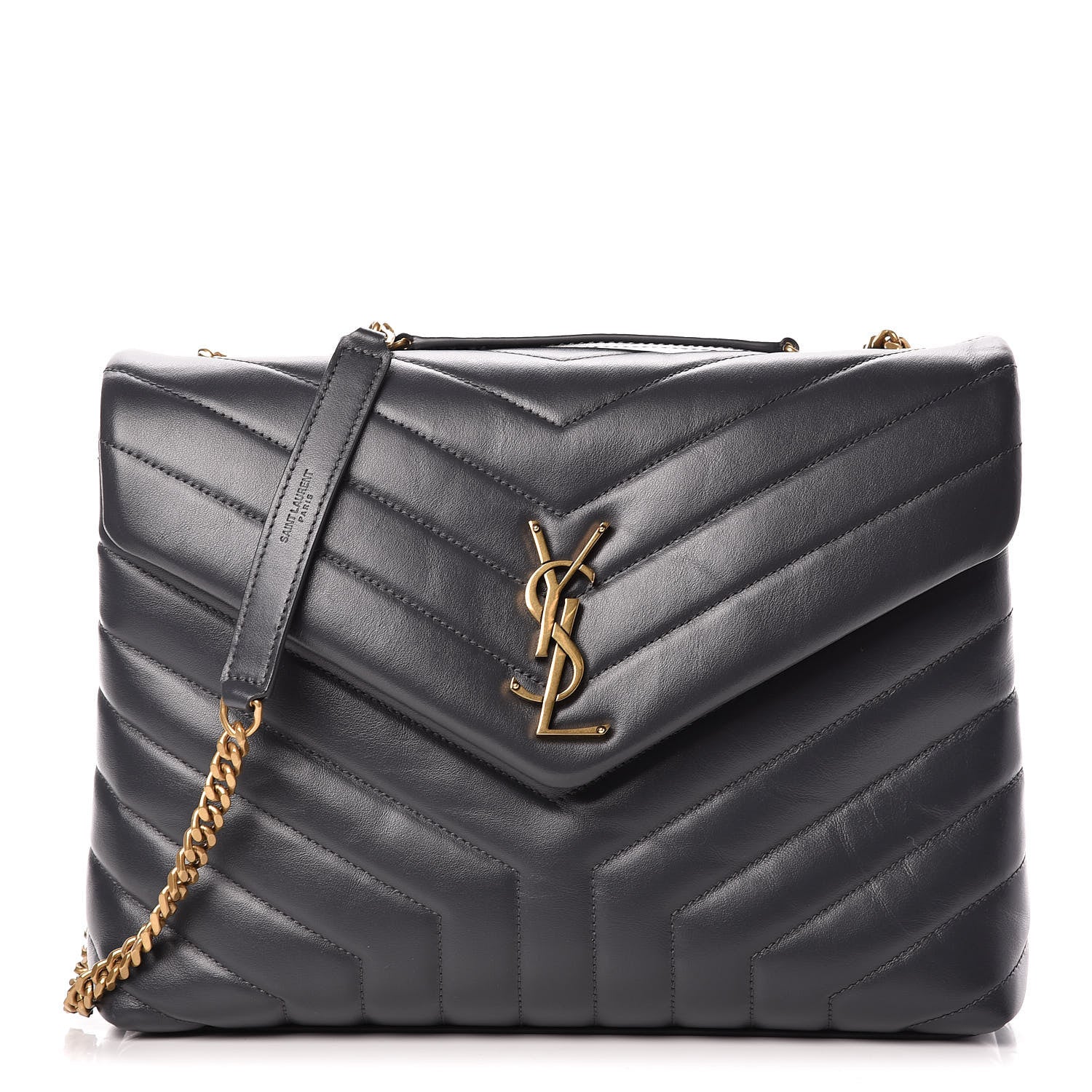Saint Laurent Calfskin Y Quilted Monogram Medium Loulou Chain Satchel Asphalt 1 of 10