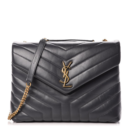 Saint Laurent Calfskin Y Quilted Monogram Medium Loulou Chain Satchel Asphalt 1 of 10