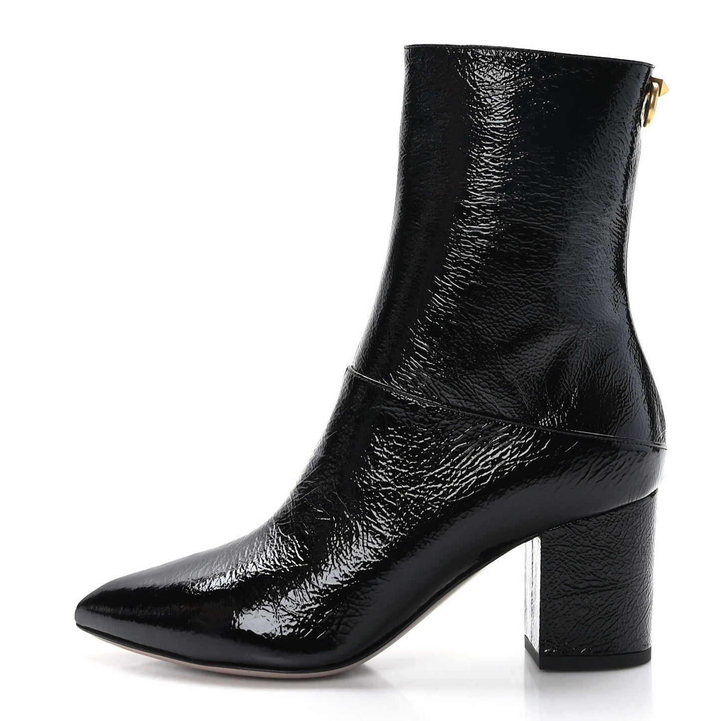 Crinkled Patent Ankle Boots 36.5 Black
