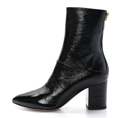 Valentino Garavani Crinkled Patent Ankle Boots 36.5 Black 1 of 8