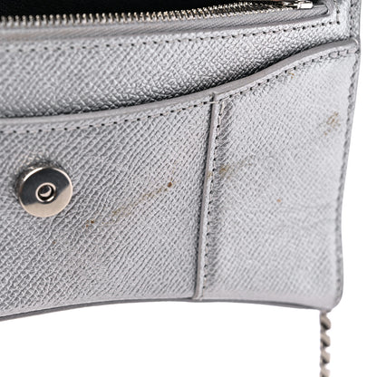 Balenciaga Metallic Grained Calfskin Hourglass Chain Bag Silver 11 of 12