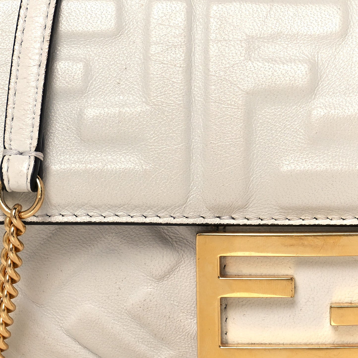 Nappa FF 1974 Embossed Mini Baguette White
