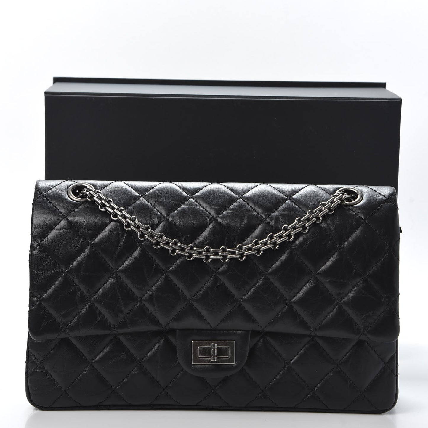 Aged Calfskin Quilted 2.55 Reissue 226 Flap Black