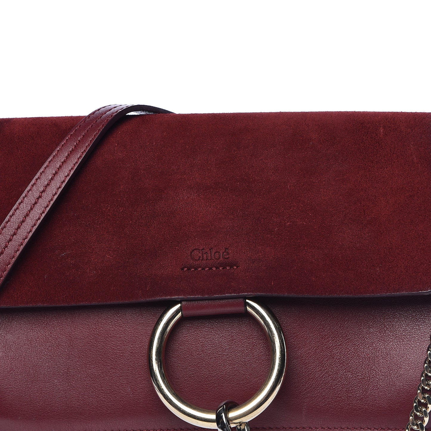 Suede Calfskin Small Faye Shoulder Bag Plum Purple