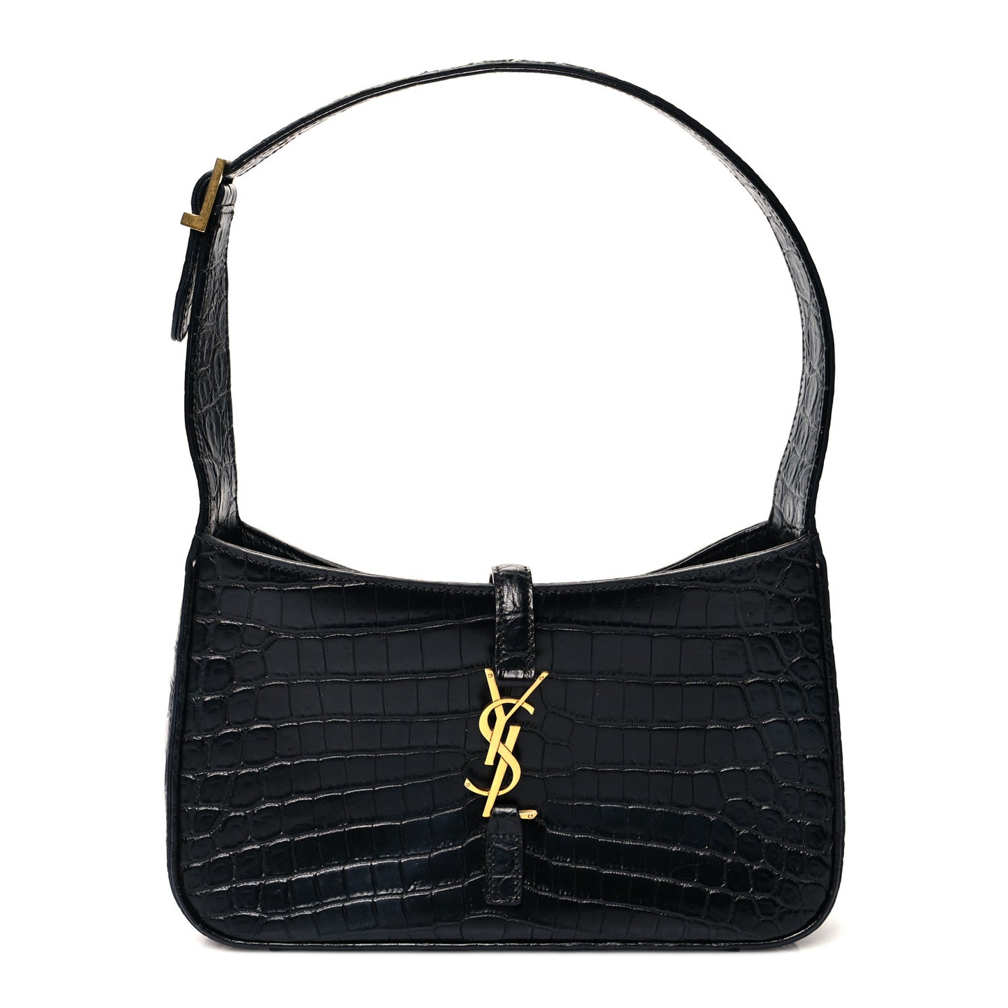 Calfskin Crocodile Embossed Le 5 A 7 Hobo Black