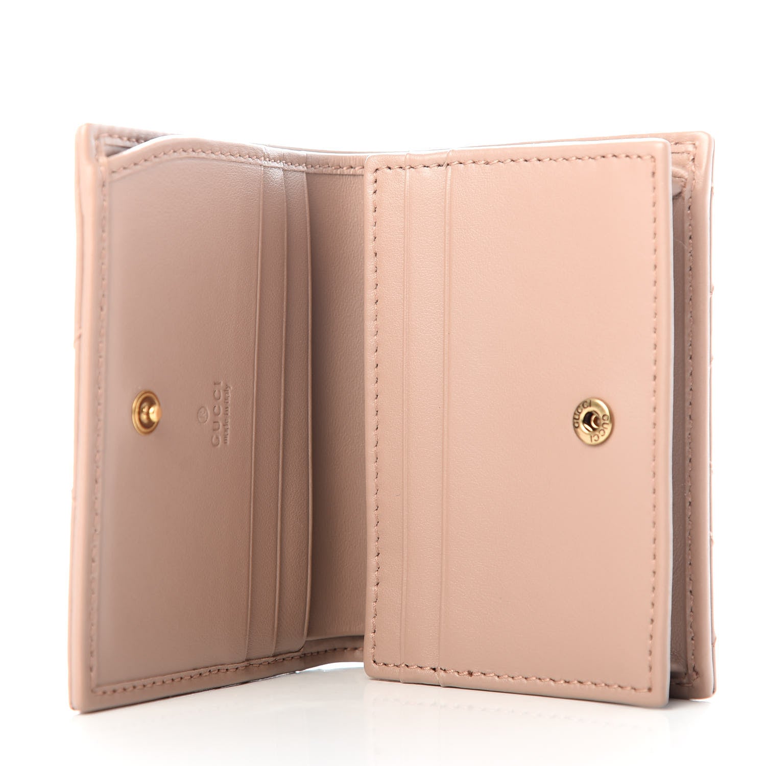 Gucci Calfskin Matelasse GG Marmont Card Case Wallet Porcelain Rose 5 of 8